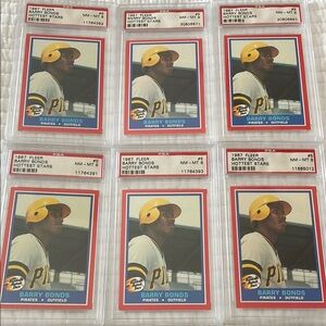 PSA 8 1987 Fleer Barry Bonds Baseball Card Lot of 6